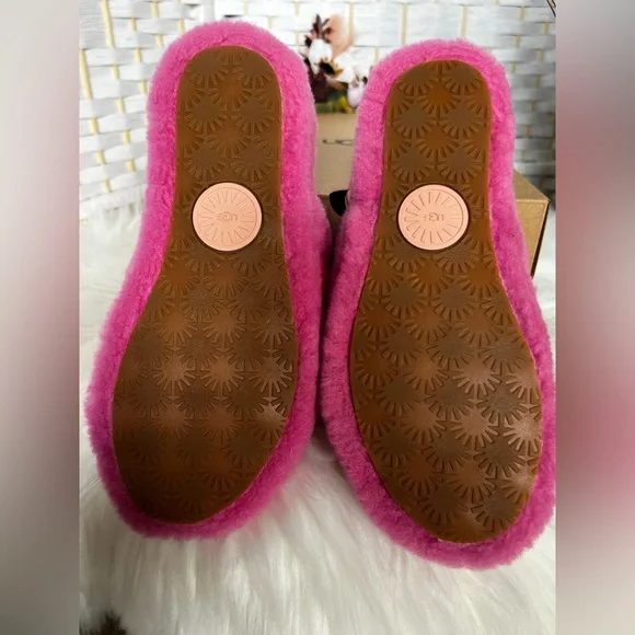 Excellent Condition- UGG Fluff Yeah Multi-Color Fur Platform Slides - Picture 4 of 4